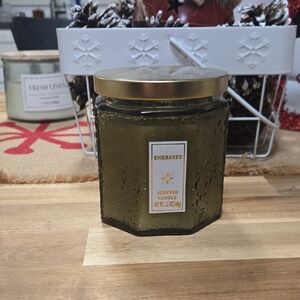 Greenbrier International Embossed Glass Triple Wick Scented Candle